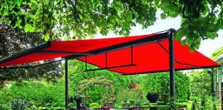 Mái che chữ A nổi bật trong không gian sân vườn
